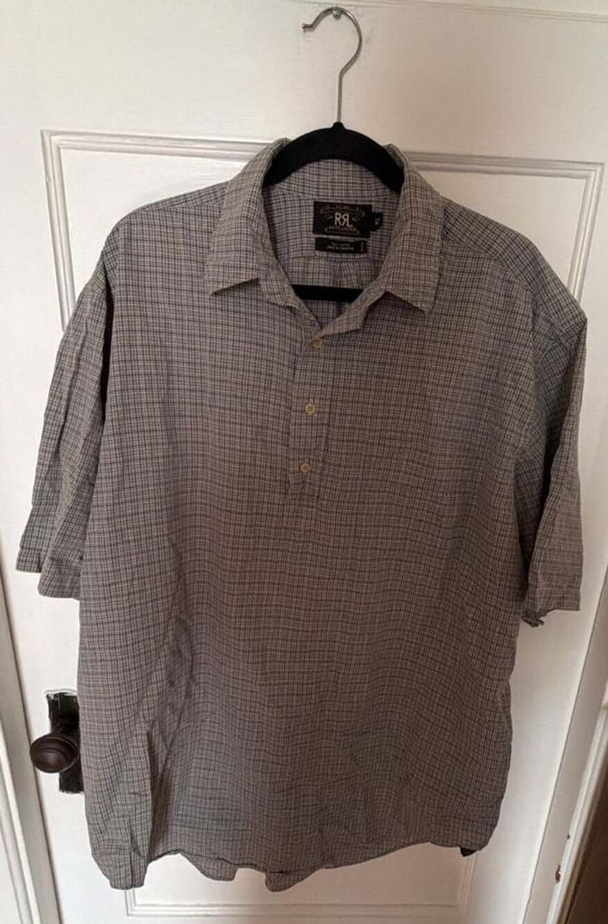 RRL Ralph Lauren Vintage 100% Cotton Short Sleeve Plaid Button-Down Polo Shirt